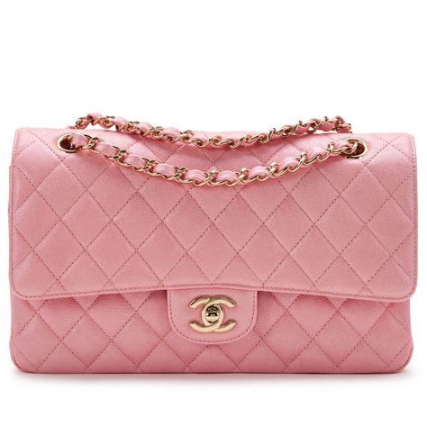 chanel iridescent pink classic flap|More.